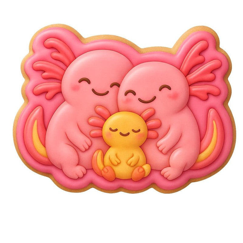 Axolotl Family Cookie Cutter & Stamp - 4x3.8" Fun Creative Kitchen Baking gallery