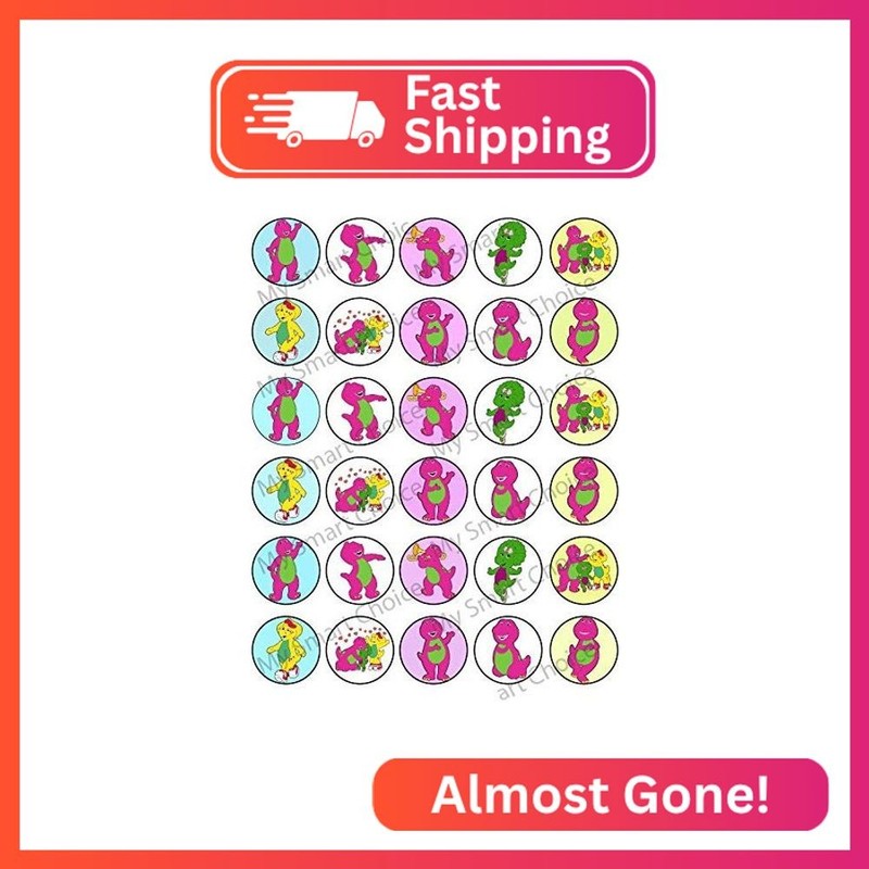 30 x Edible Cupcake Toppers – Dino Buddy Inspired Collection of Edible Cake Deco
