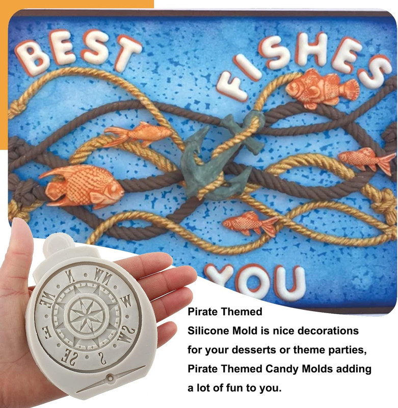 Pirate Silicone Molds Anchor Rope Fondant Mold Compass Chocolate Mold Treasure C gallery