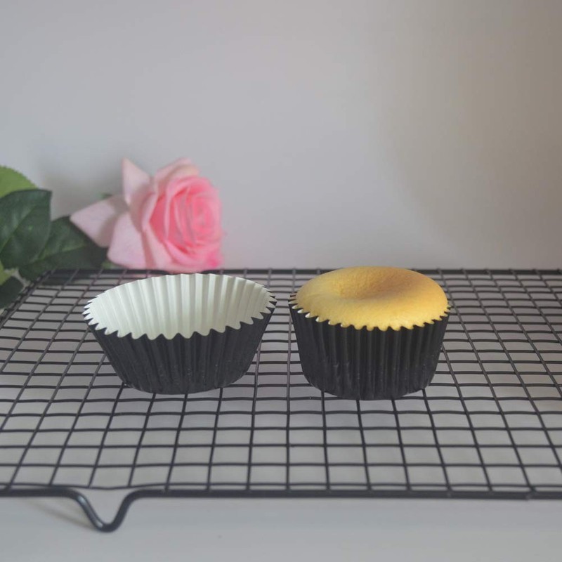 120 PCS Foil Cupcake Liners Black Paper Lined Standard Baking Cups Party gallery