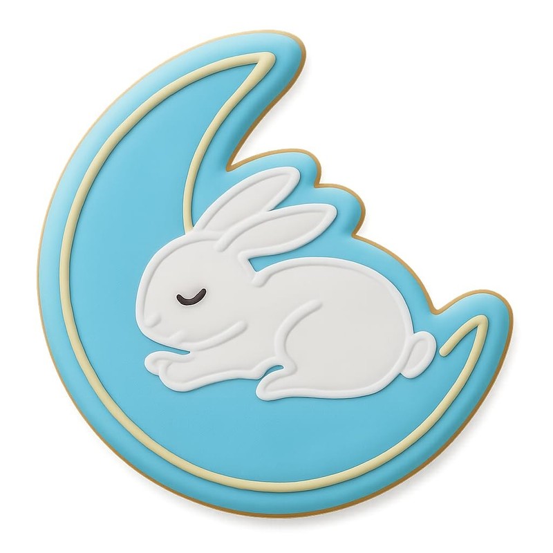 Sleeping Bunny Moon Cookie Cutter & Stamp - 4x3.5" Adorable Cradle Design gallery