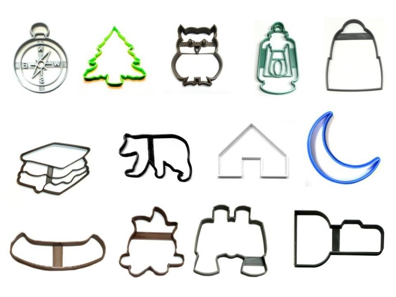 CAMPING CAMP OUTDOORS WOODS HIKING GEAR SET OF 13 COOKIE CUTTERS USA PR1418