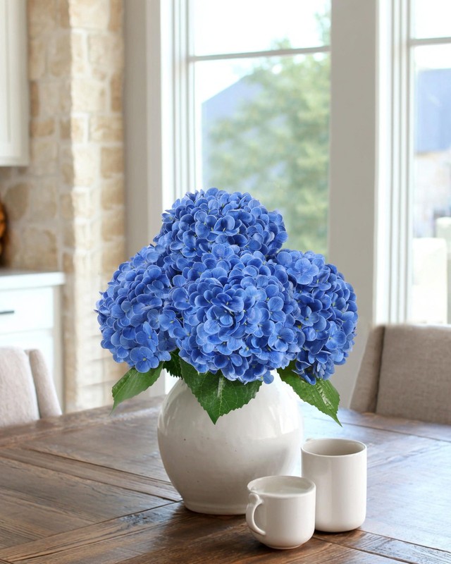 Duhouse 3Pcs Hydrangea Artificial Flowerslatex Real Touch Hydrangeas Long Stems gallery