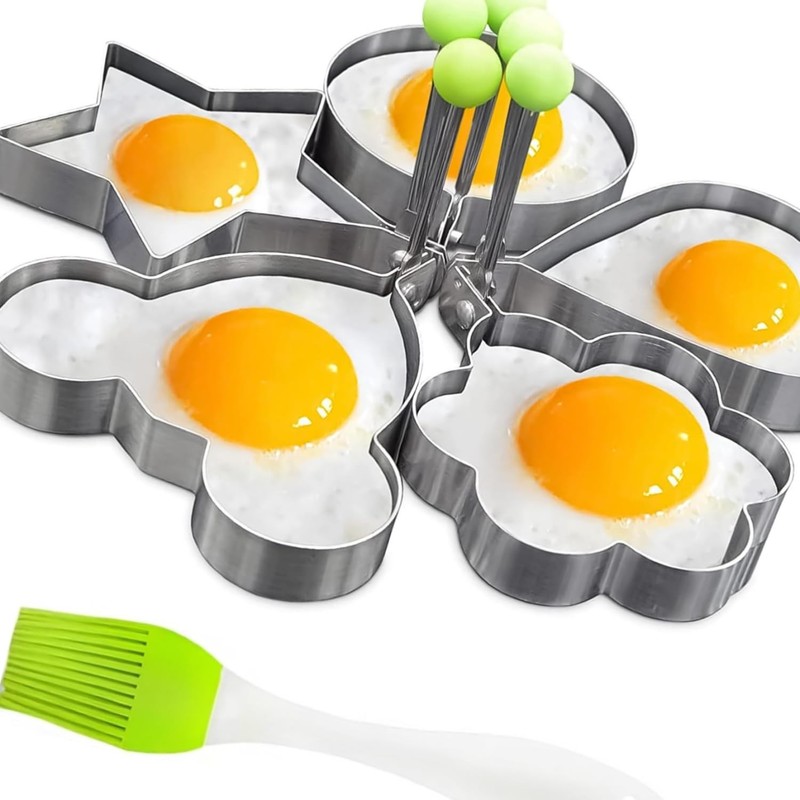 5 Pack Stainless Steel Egg Molds Different Shape Pancake Molds for Omelette gallery