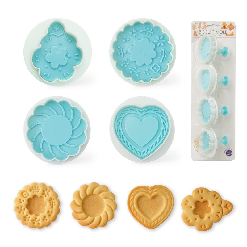 Cookie Stamps Set of 4, Cookie Press Mold, Decorating Supplies for DIY Baking…