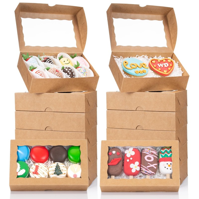 20PCS 8x5x2Inch Cookie Boxes Bakery Boxes with Window for Cakesickle, Chocola…