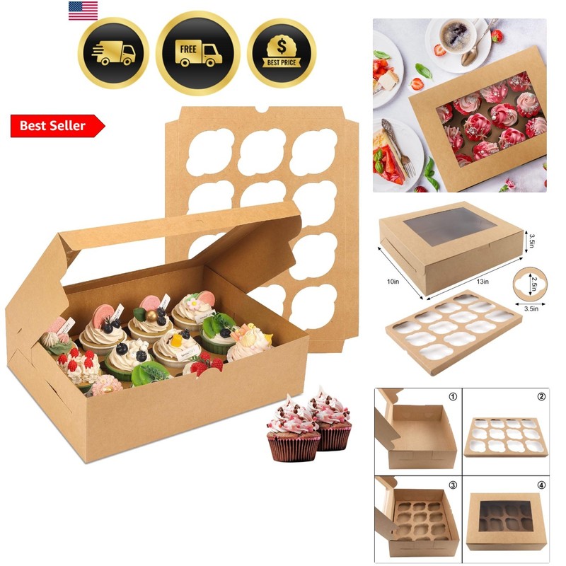 20 Sets Cupcake Boxes, 12 Count Cupcake Containers with Window, for Birthday …