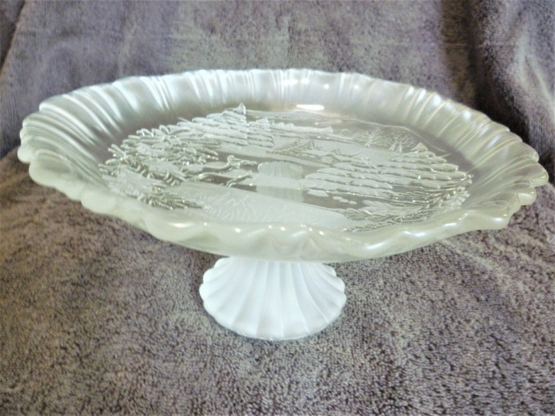 Mikasa Winter Dreams Crystal BonBon Pedestal Footed Cake Stand Christmas Germany