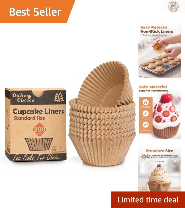 200 Disposable Cupcake Liners – Natural, Non-Toxic Wrappers for Holiday Baking