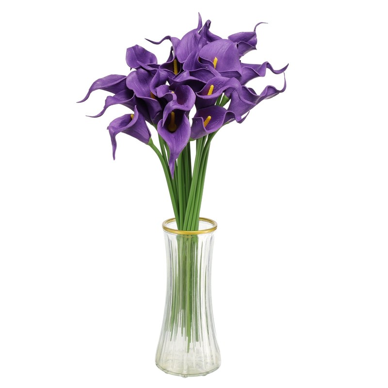 20pcs Artificial Calla Lily Fake Silk Flowers for Home Decor, Purple