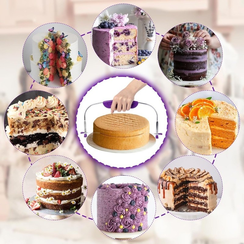 Adjustable Cake Leveler Tool Stainless Steel Wire Slicer with Plastic Handle for gallery