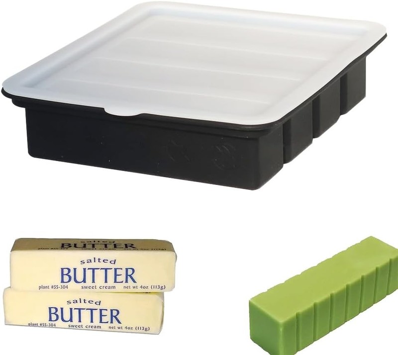 Silicone Butter Mold W/ Lid Non-Stick Butter Tray Making 4 Butter Sticks