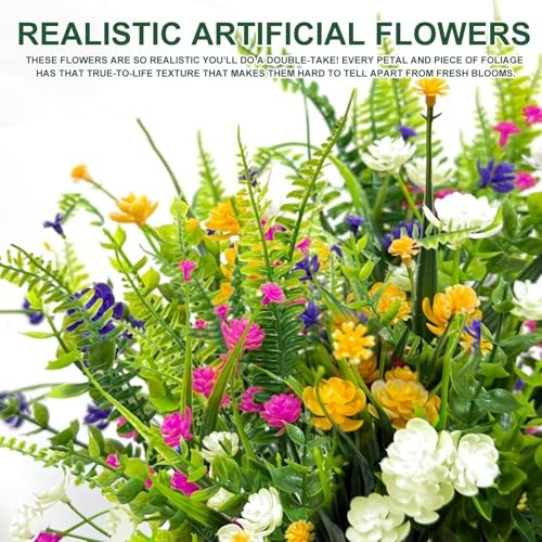 Artificial Flowers for Outdoors, Summer Spring 20 Bundles Mixed 6 Styles 2 gallery