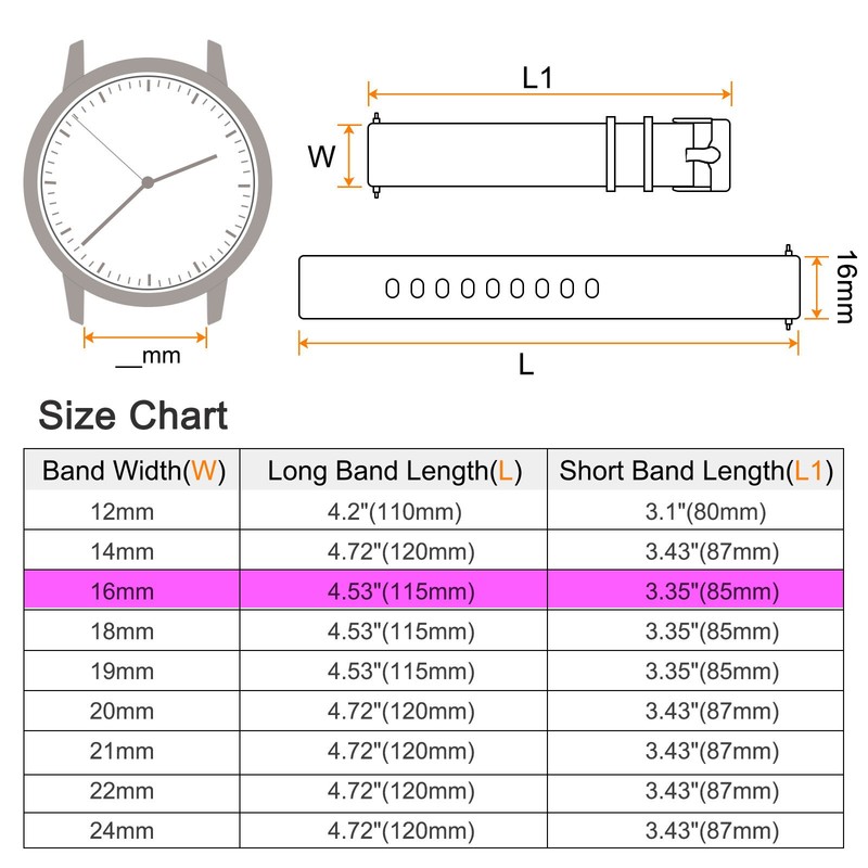 16mm Silicone Watch Strap with Quick Release and Black Buckle gallery