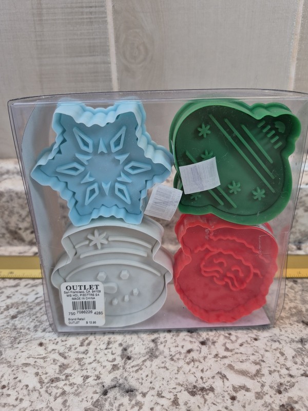 R&M International Christmas Stamper Cookie Cutters 4-Pack Snowman Santa