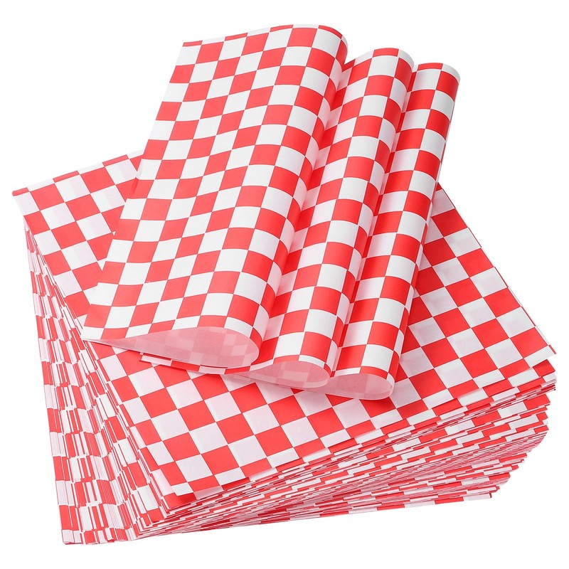 100 sheets of oiled paper for food, 22×22 cm for wrapping, red