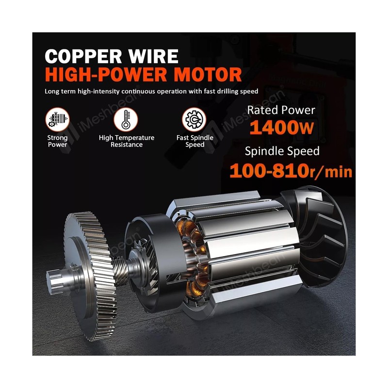 Magnetic Drill Press, 1400W Mag Drill Press with 2" Dia. 2922lbf/13000N Mag F... gallery