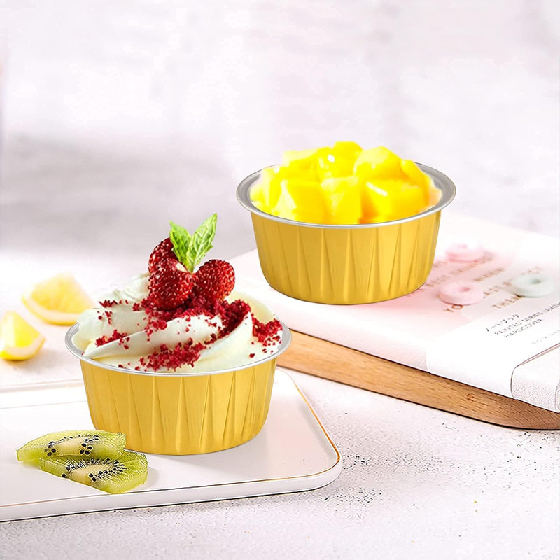 DEAYOU 100-Pack Aluminum Foil Baking Cups with Lids, 5Oz Disposable Muffin Cupca gallery