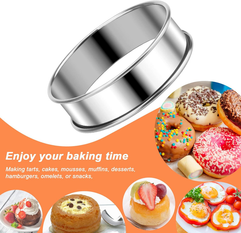 6 Pieces English Muffin Rings, 3.15 Inch Stainless Steel Crumpet Ring Double ... gallery
