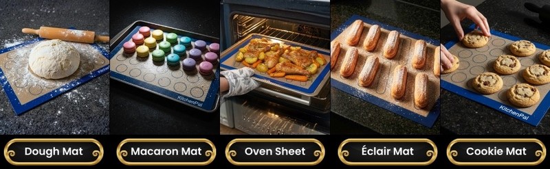 2-Sided Silicone Baking Mat for Macaron, Éclair & Cookie – Reusable Pastry Sheet gallery