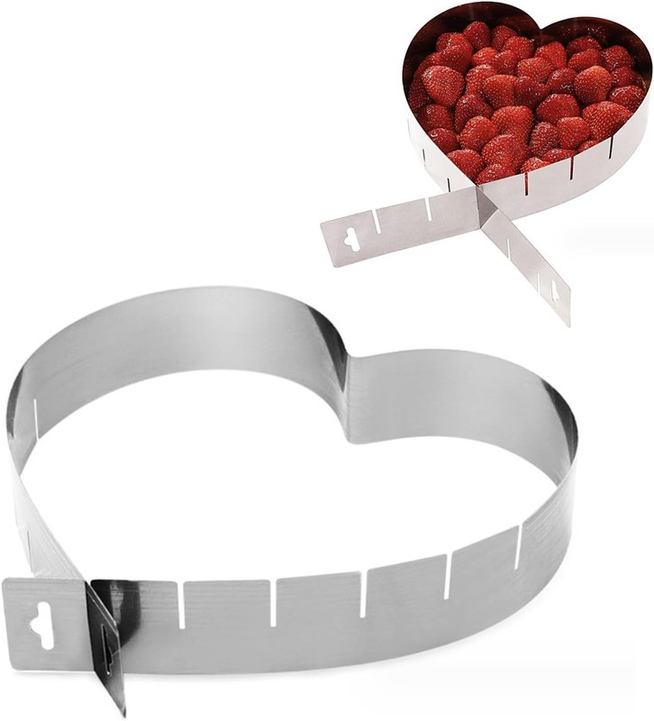 Stainless Steel Heart Shaped Cake Pan Adjustable Mousse Ring Cookie Cutter 6