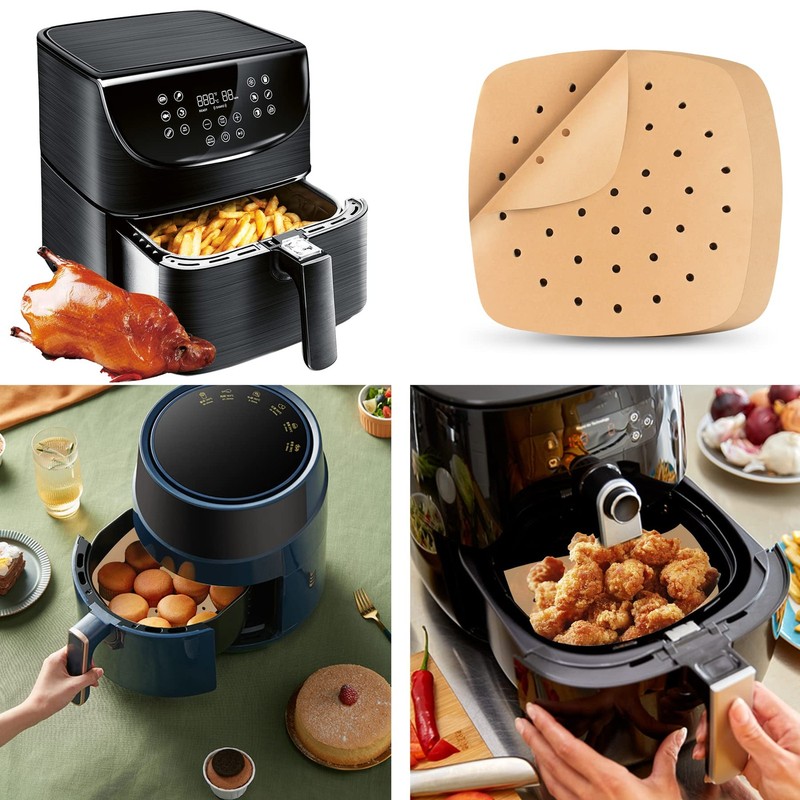 Air Fryer Liners, 200Pcs Square, 8.5 Inch 200 Count (Pack of 1), Unbleached gallery
