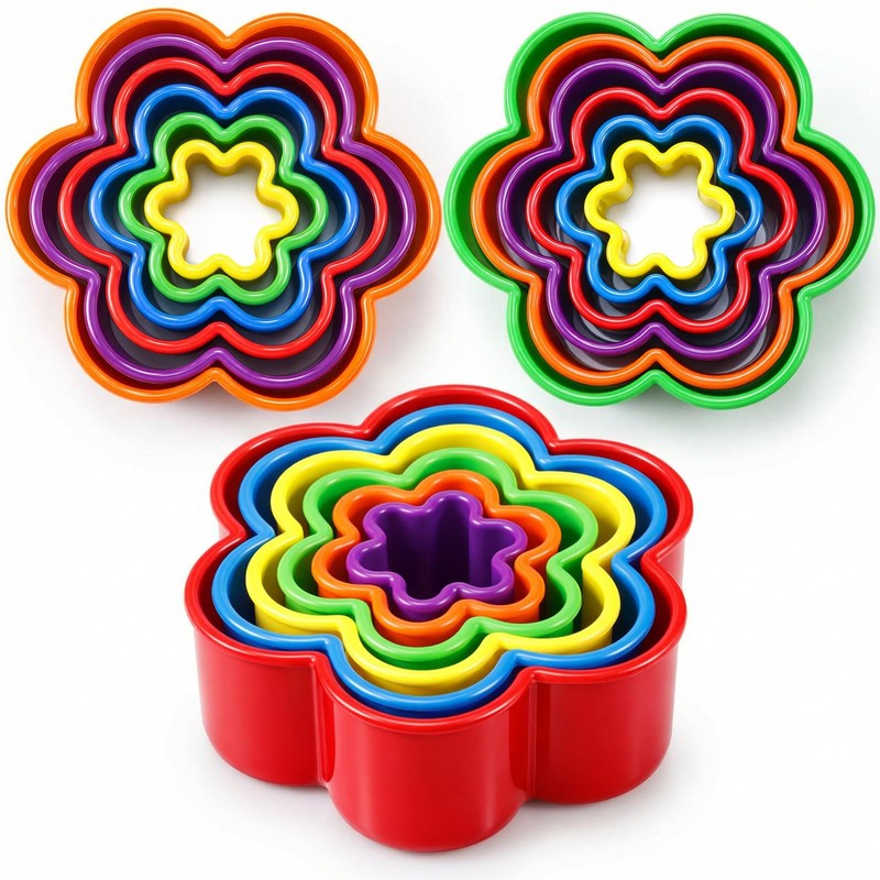 3 Sets Plastic Flower Cookie Cutter, Bright Colors, Flower Petals Fondant Cut…