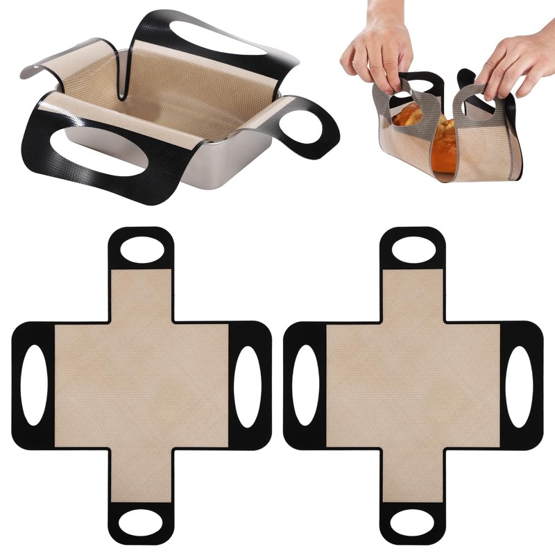 2Pcs Reusable Silicone Bread Loaf Pan Liner, 39 cm* 49 0.2 cm, Brown