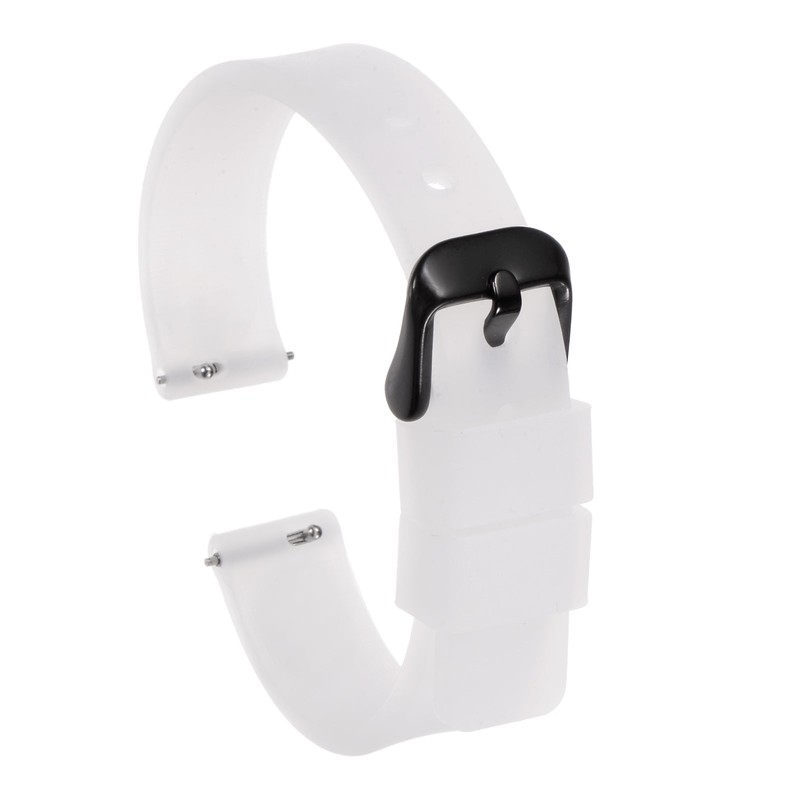 12mm Silicone Watch Strap, Black Clasp, Clear Quick Release