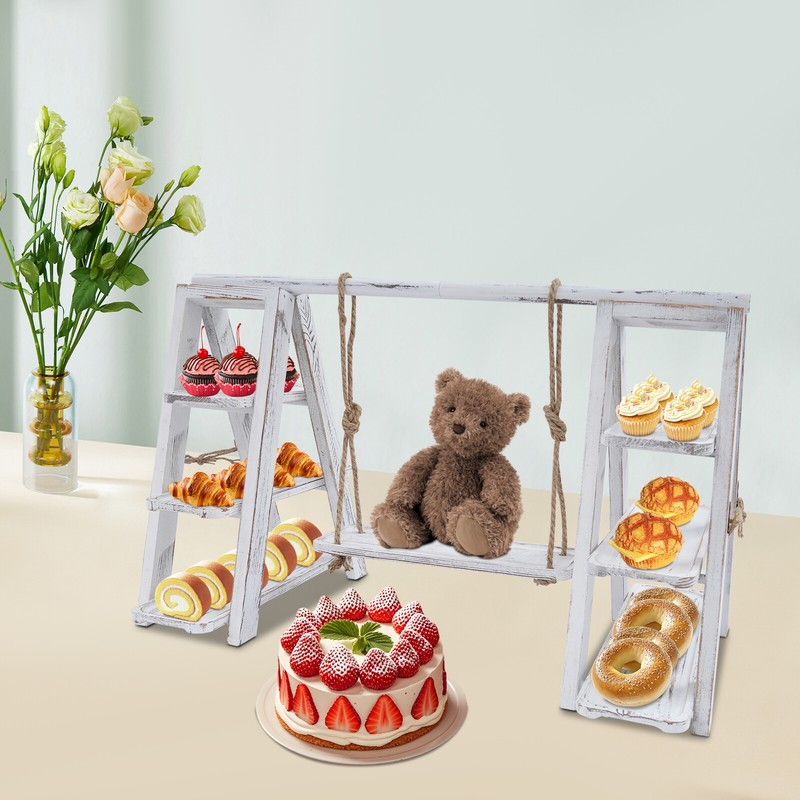 3-Tier Serving Ladder Stand White with Removable Trays for Cupcakes & Desserts gallery