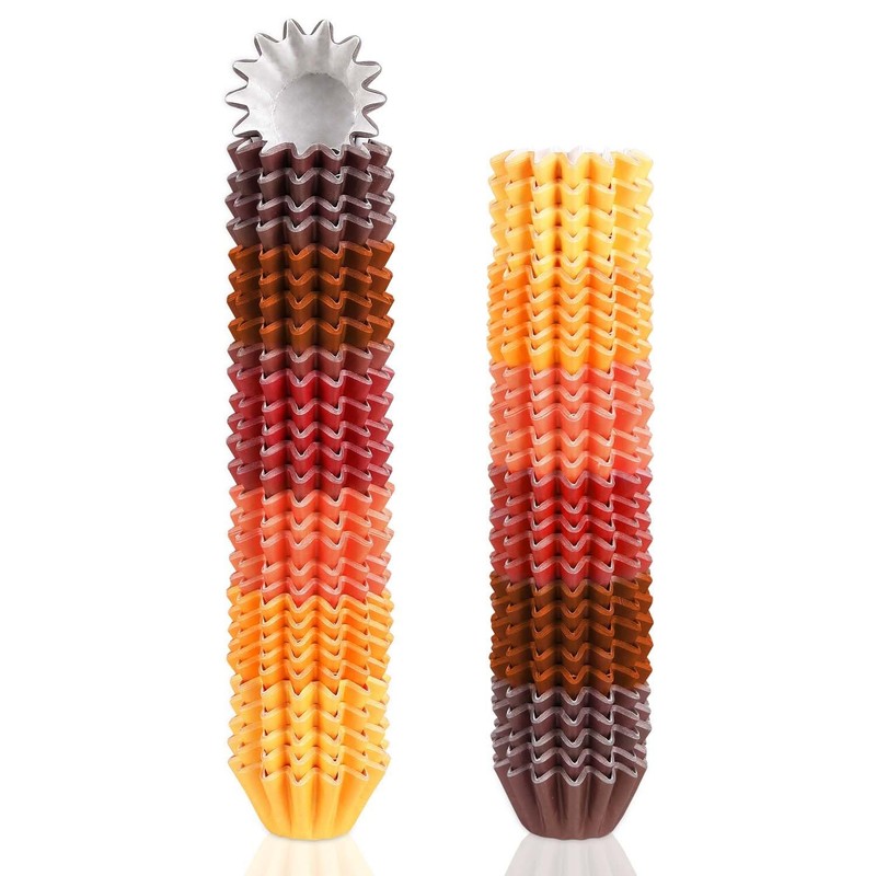 300Pcs Fall Grease-Resistant Mini Cupcake Liners Yellow Orange Wedding Muffin…