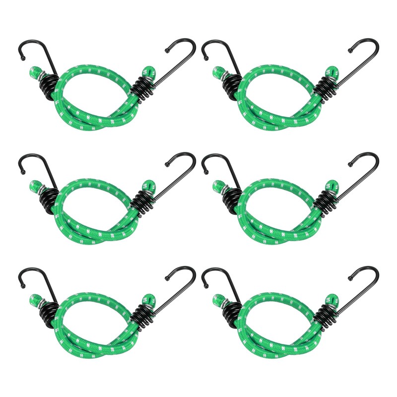 6Pcs Bungee Cord with Hooks 16″ Rubber Bungee Cords for Outdoor, Green