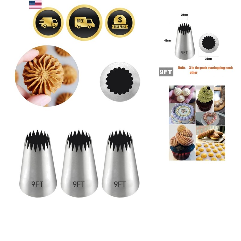 Open Star Churro Piping Tips Set of 3 – Perfect for Icing & Decorating