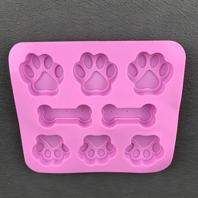 Silicone Mold Puppy Paw & Bone for Pet Treats 7″ x 6″