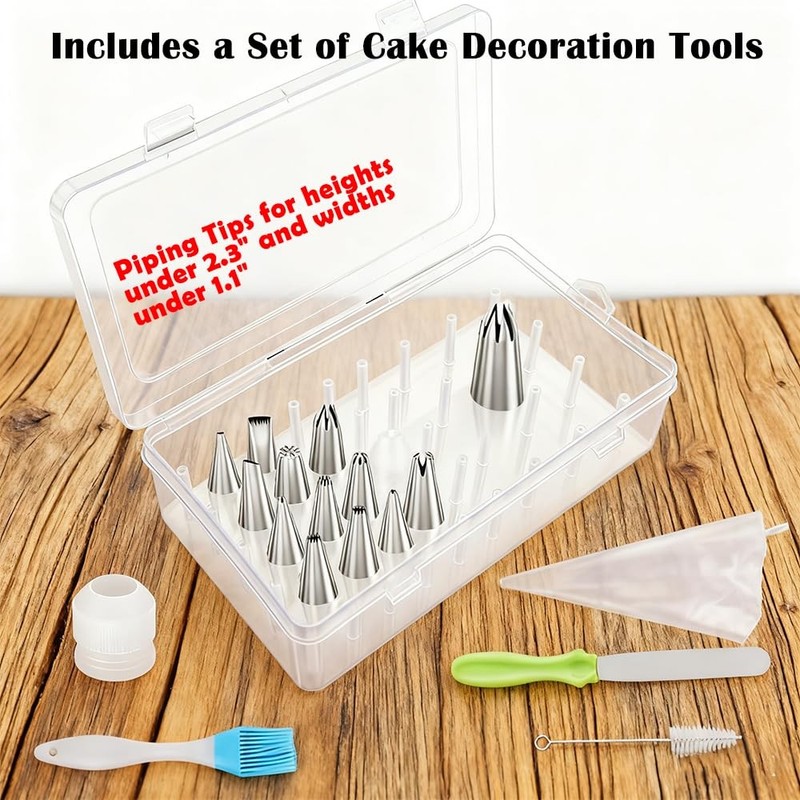 Piping Tip Box with Cake Decorating Kit, 42 Pegs Piping Tip Set Organizer Cas... gallery
