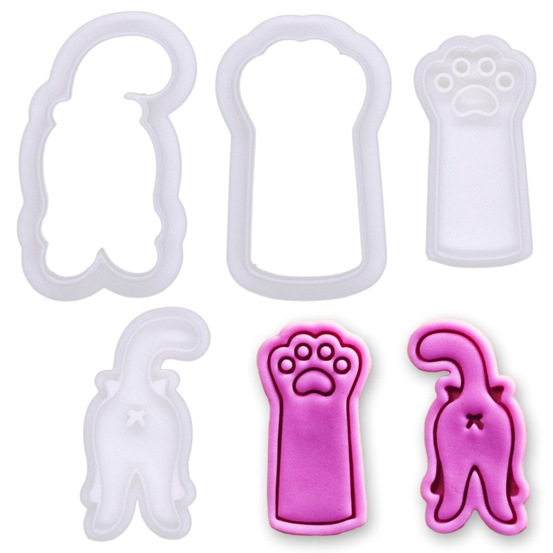 Kitty Hi & Bye Mini Cookie Cutter & Stamp Set (Kitty Butt & Kitty Paw Says Hi…