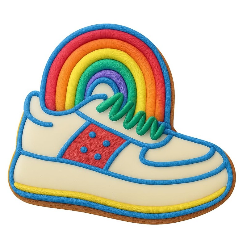 Rainbow Sneakerhead Cookie Cutter & Stamp, Fondant & Clay – 4×3.2
