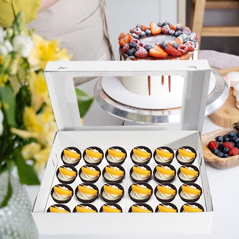 6 PCS Corrugated Cupcake Boxes Window Fits 24 Standard Mini 17.7x11.8x4 Inch gallery