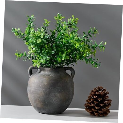 Ceramic Rustic Vase for Home Decor, 5.8 Inch Terracotta with Handles, Vintage gallery