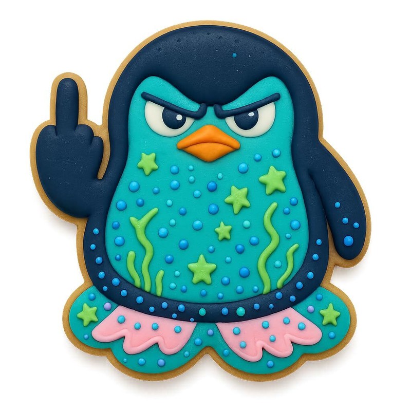 Middle Finger Penguin Cookie Cutter - 4x3.83", Adult Humor Bird (Random Color) gallery