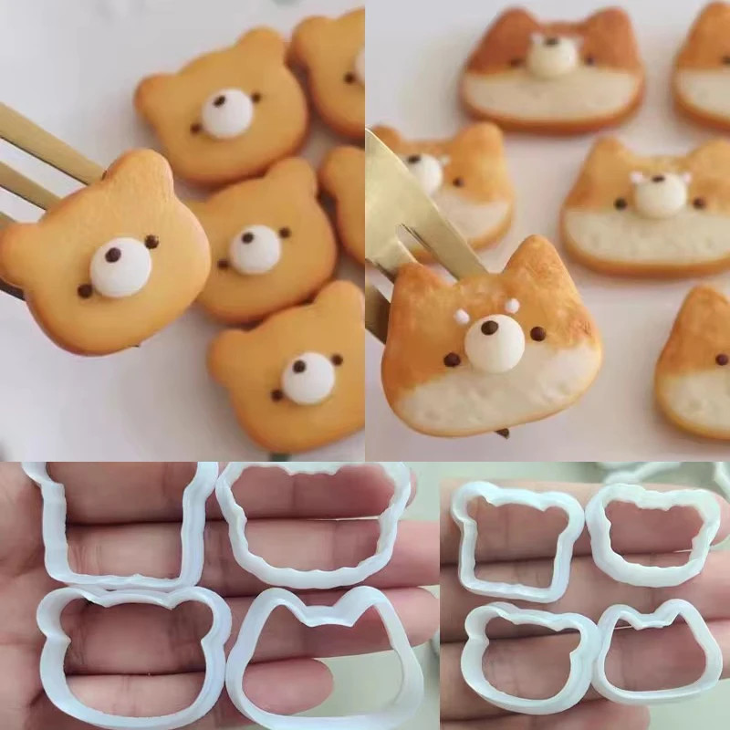 Bear Dog Shaped Cookie Cutters Plastics Small Cat Baking Molds Mini Dog DIY Cake gallery