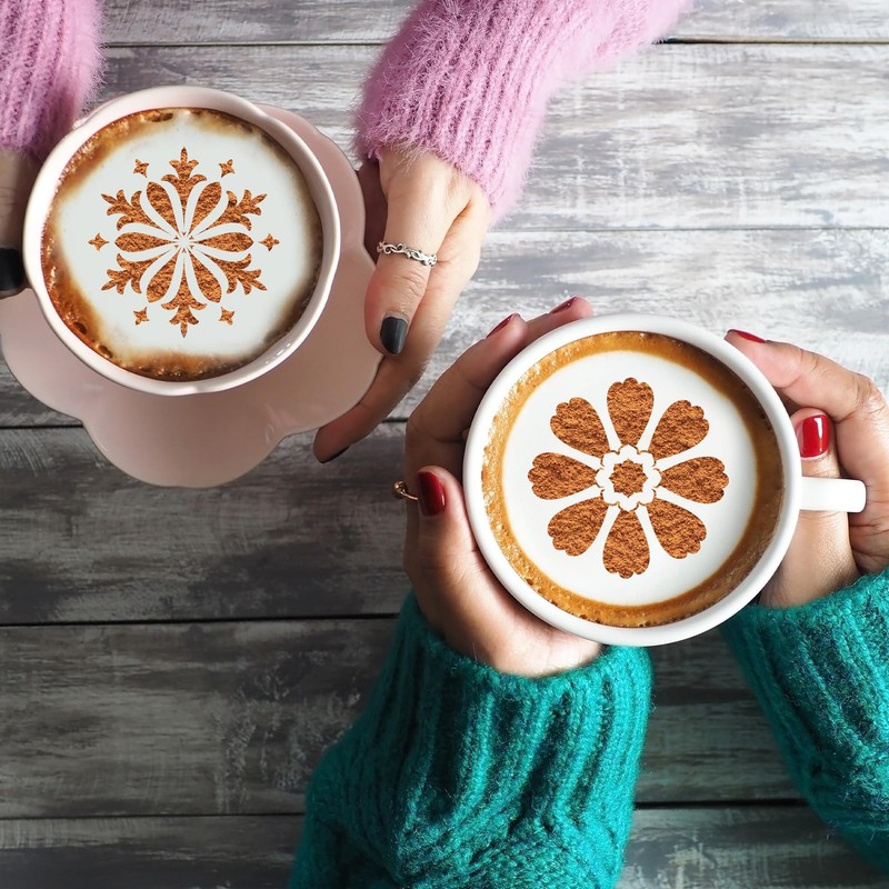 25 PCS Mandala Flower Coffee Stencils Cookies Sourdough Bread Floral Decor gallery