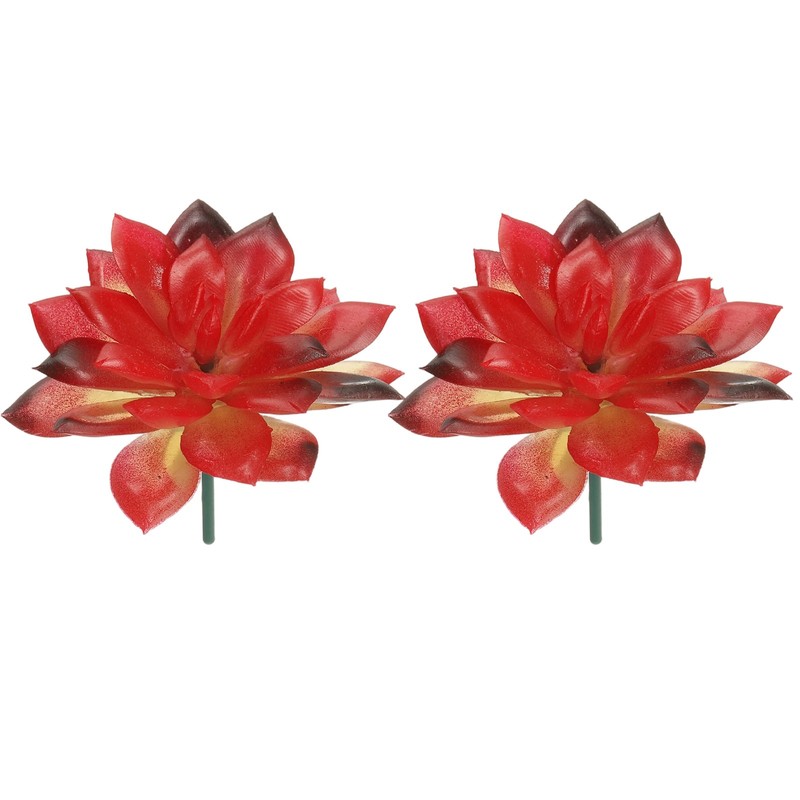 2 Pcs Artificial Succulent Plants, Faux Artificial Lotus, Bright Red