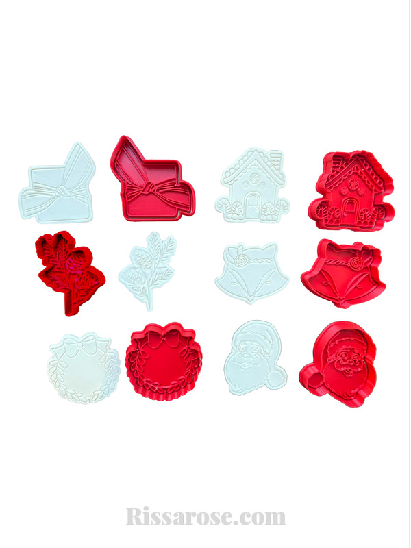 Christmas cookie cutter – Santa, gingerbread house, gift, wreath, fox & pine tre