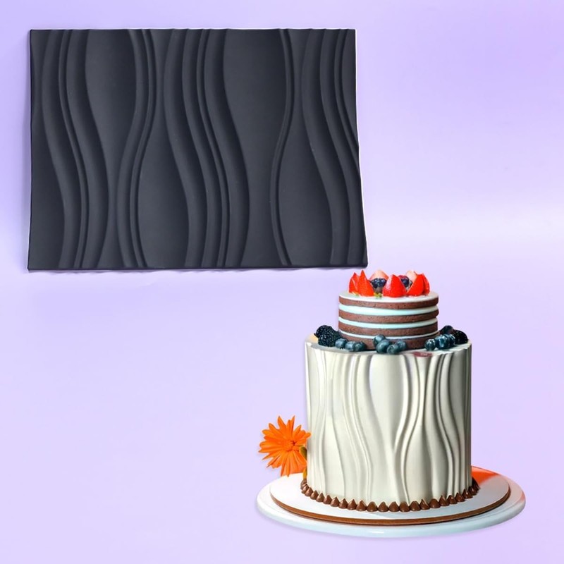 Silicone Fondant Mold Wave Pattern Embossing Mat for Cake Decorating DIY Clay, gallery