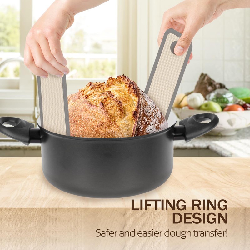 Koolstuffs Silicone Bread Sling for Dutch Oven, 2 PCS 2Pack Round, Gray gallery