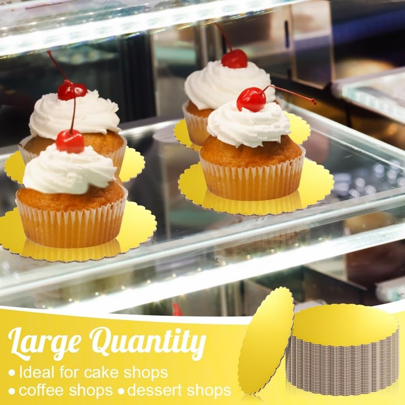 50 PCS 5 Inch Mini Cake Boards Small Round Gold Cardboard Mousse Cake Base gallery