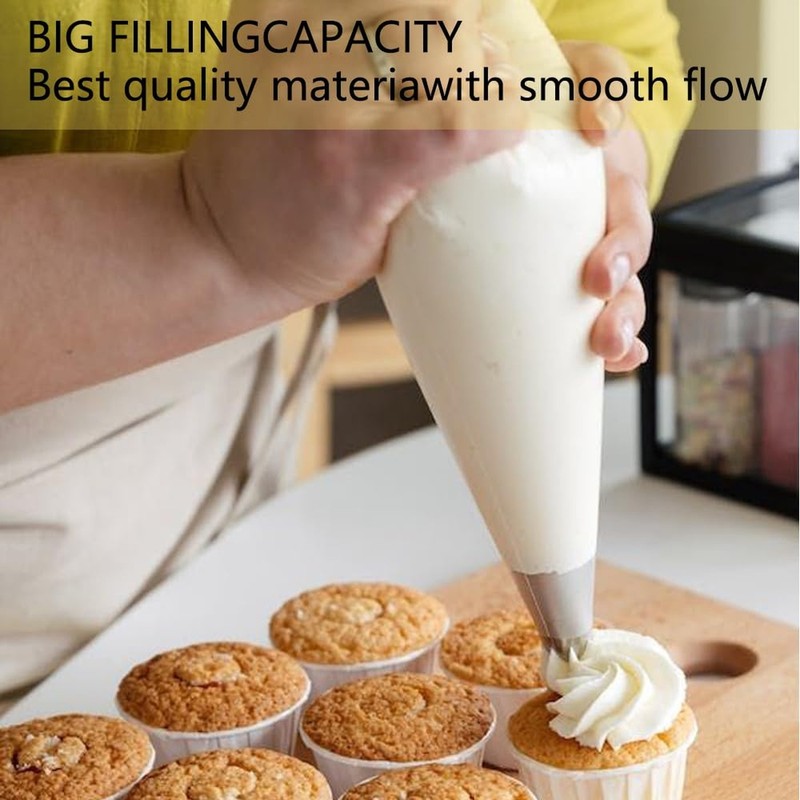 Piping Bags Disposable 14 Inch 100PCS Anti Burst Thicken Pastry Bags with 6 I... gallery