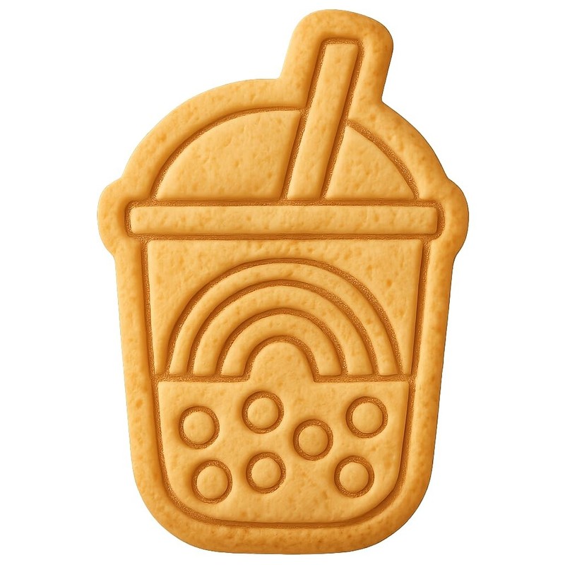 Rainbow Bubble Tea Cookie Cutter & Stamp, Fondant & Clay – 4×2.8