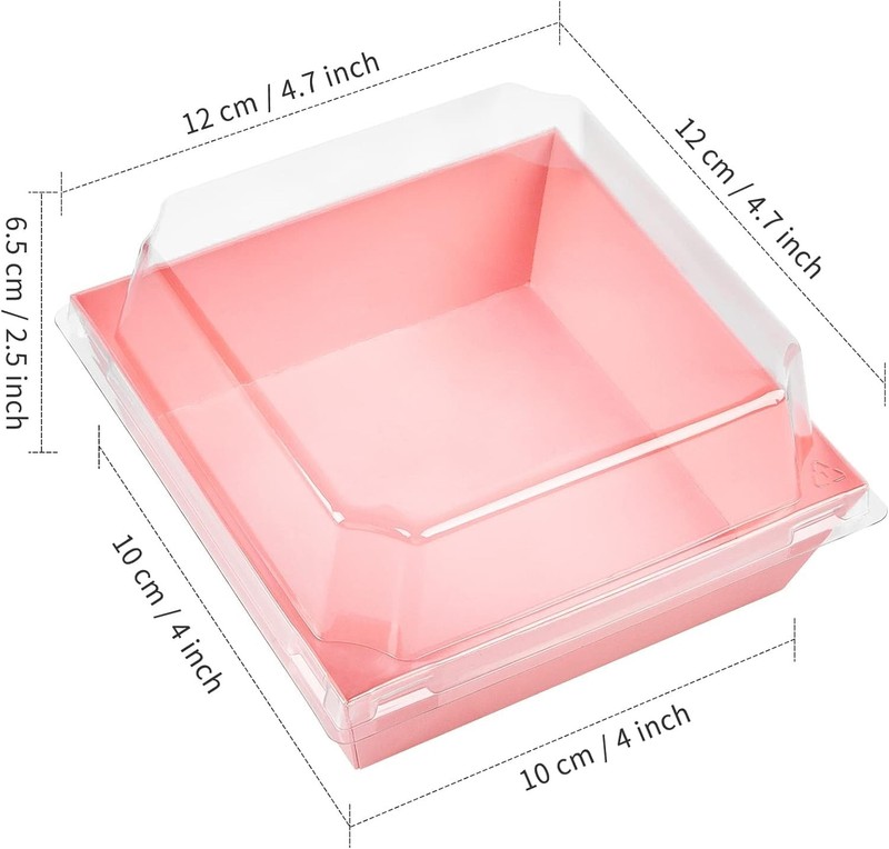 50 Pack Small Charcuterie Boxes With Clear Lids 4 Inches Paper Bakery Boxes Dess gallery